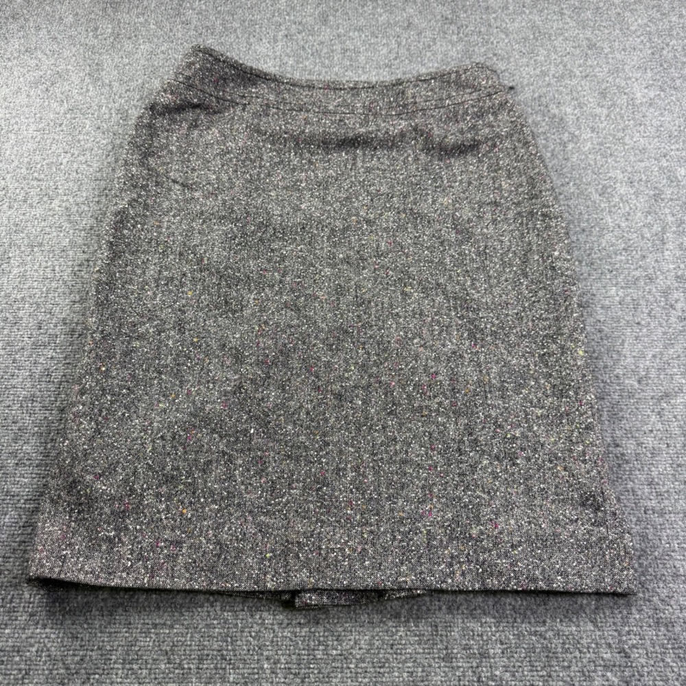Carlisle Skirt 12 Gray Multicolor Flecked VTG Wool Blend Button Accent Womens